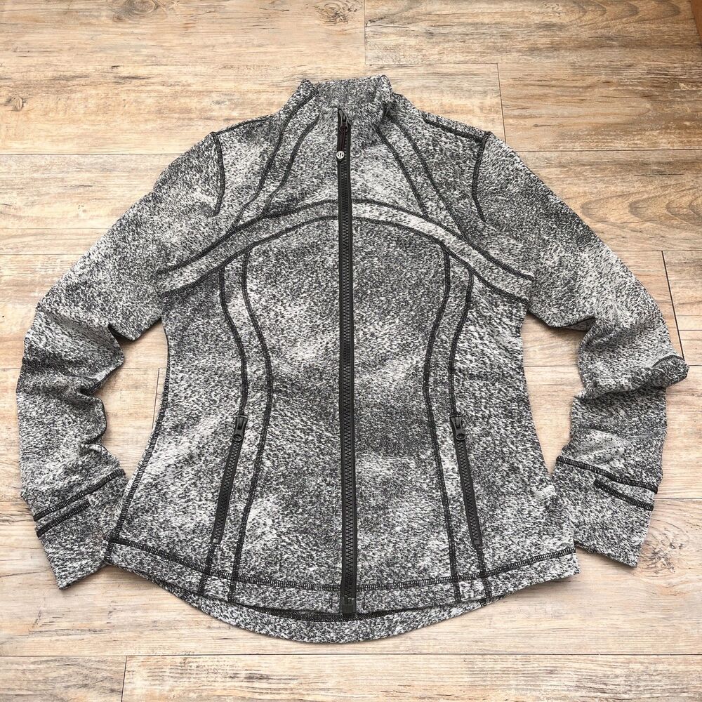 Lululemon Define Jacket Size 10 Luon Spray Jacquard Black Gray Zip Athleisure